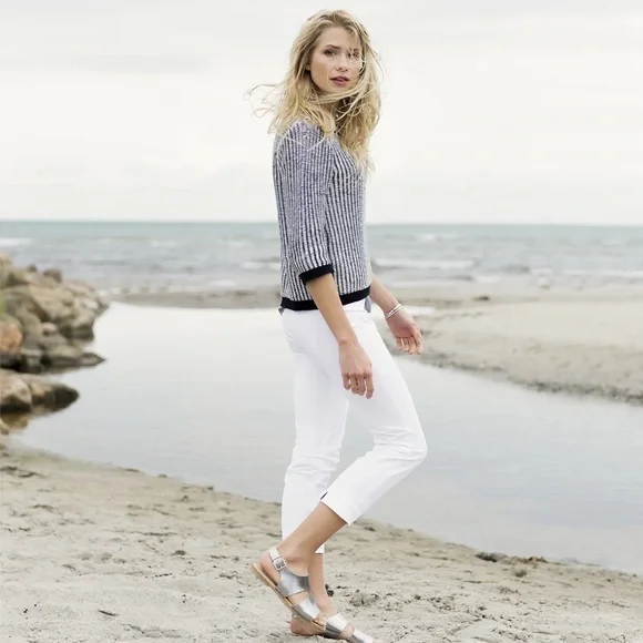 Raffaello Rossi Penny 6/8 Mid Rise Stretch Crop Trouser Pants White - Picture 1 of 9